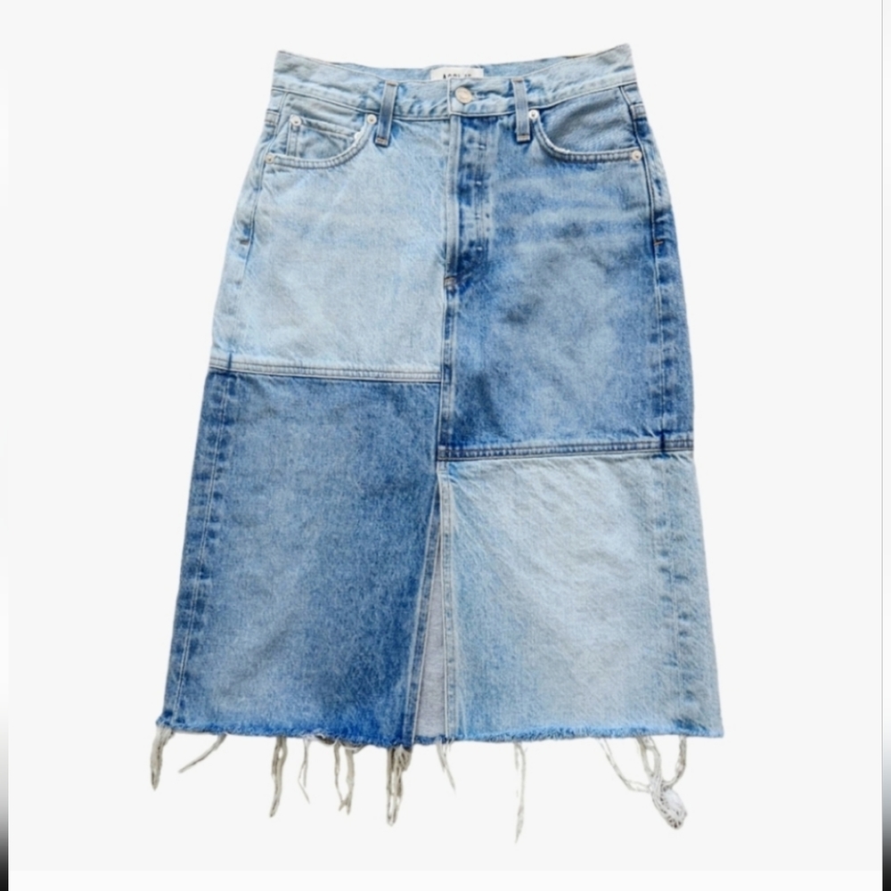AGOLDE Women's Issa Patchwork Denim Skirt Size 25